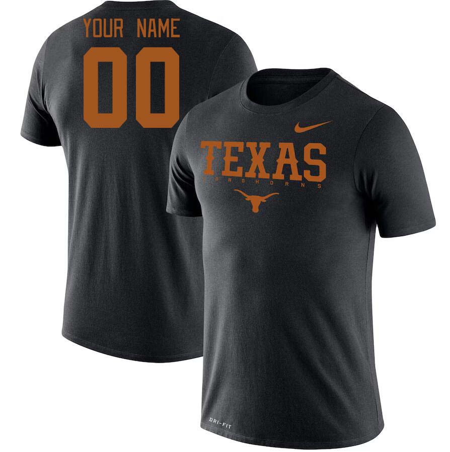 Custom Texas Longhorns Name And Number College Tshirt-Black